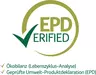 EPD Logo in 2 Grüntönen mit Text: Ökobilanz und Geprüfte Umwelt-Deklaration